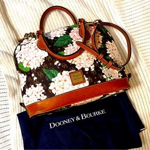 Dooney & Burke Hydrangea Monogram Domed Zip Satchel, Convertible, Shoulder